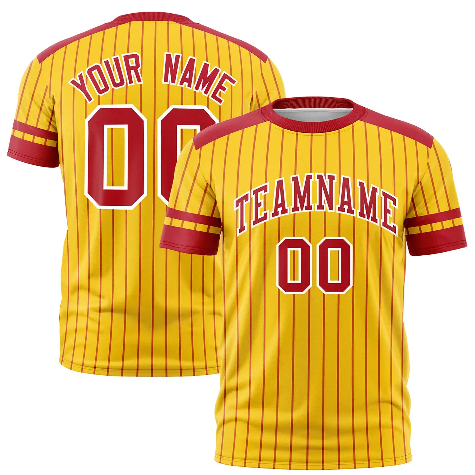 Custom Gold01 Red-White Pinstripe Pattern Design Performance T-Shirt