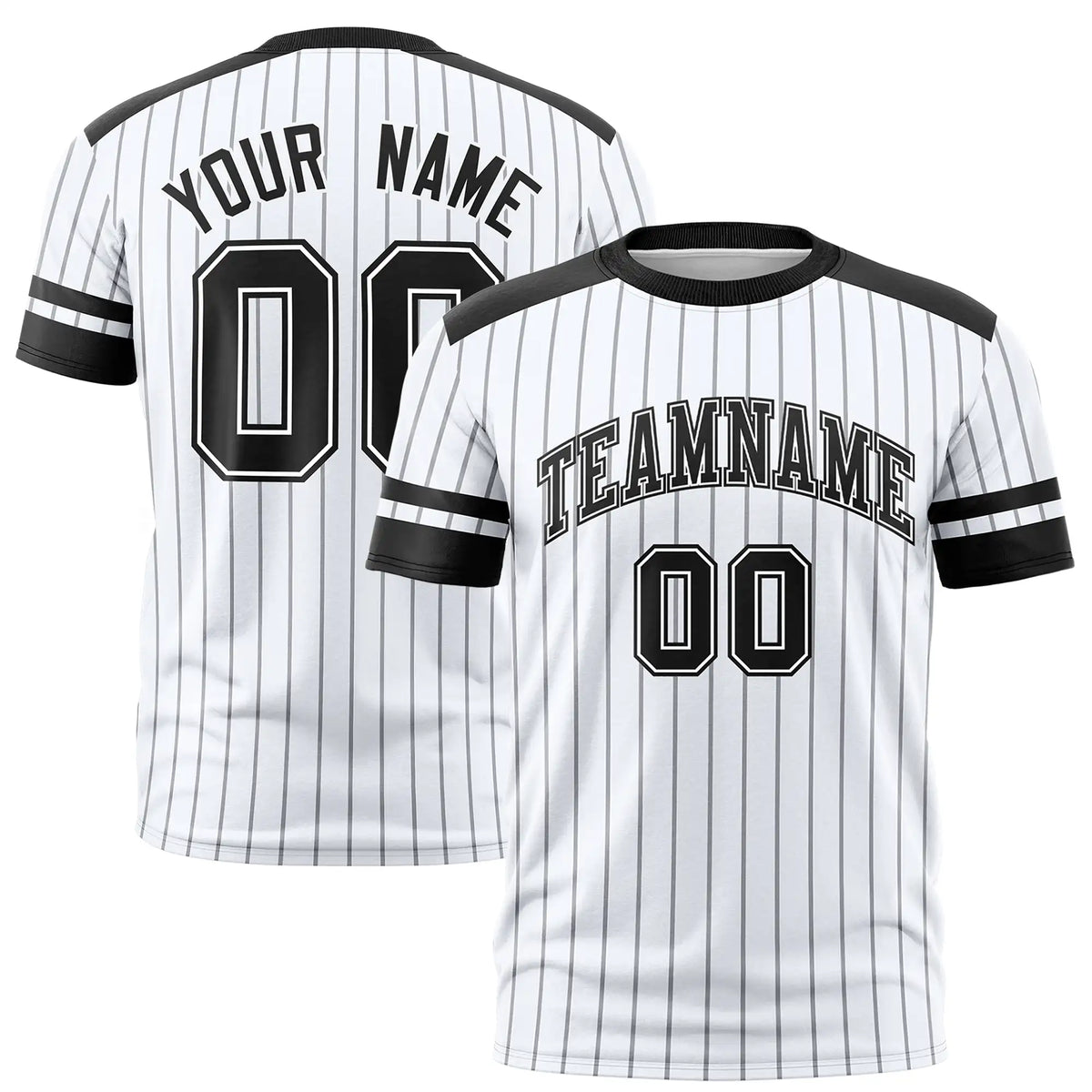 Custom White Gray-Black Pinstripe Pattern Design Performance T-Shirt