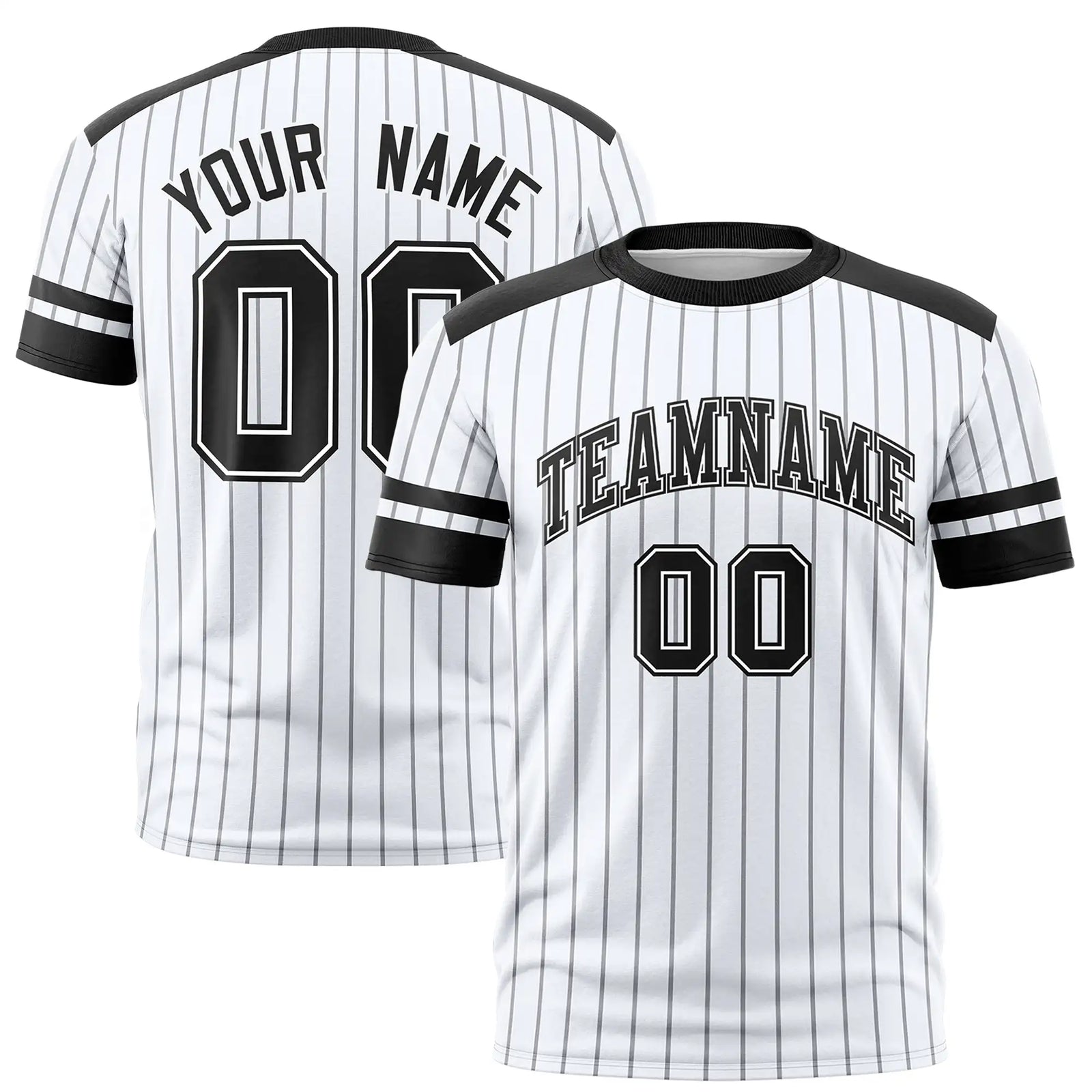Custom White Gray-Black Pinstripe Pattern Design Performance T-Shirt