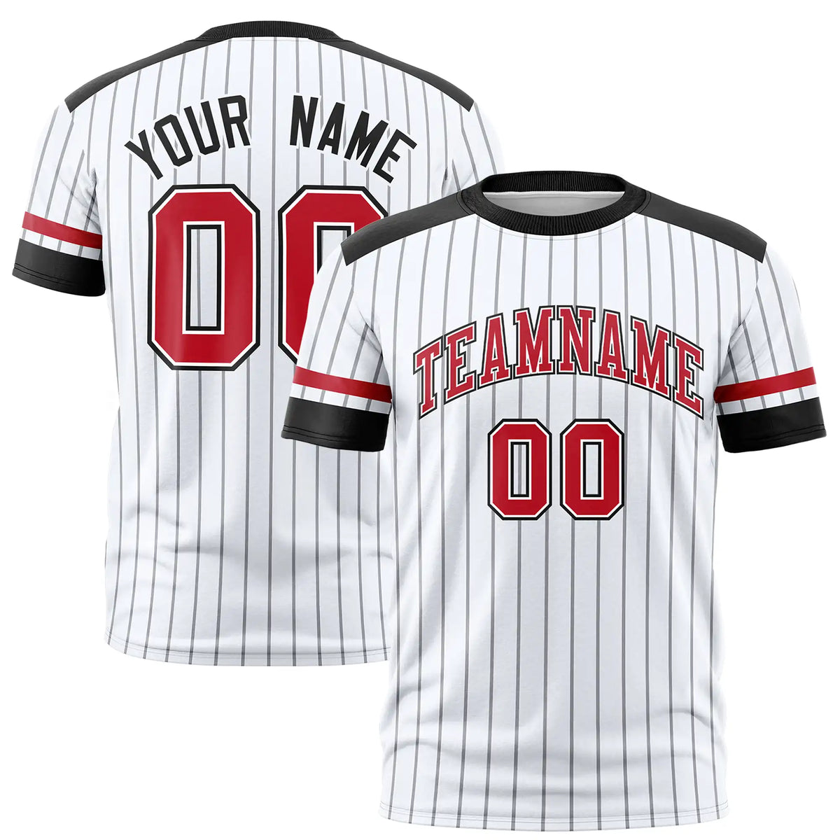 Custom White Gray-Black Pinstripe Pattern Design Performance T-Shirt
