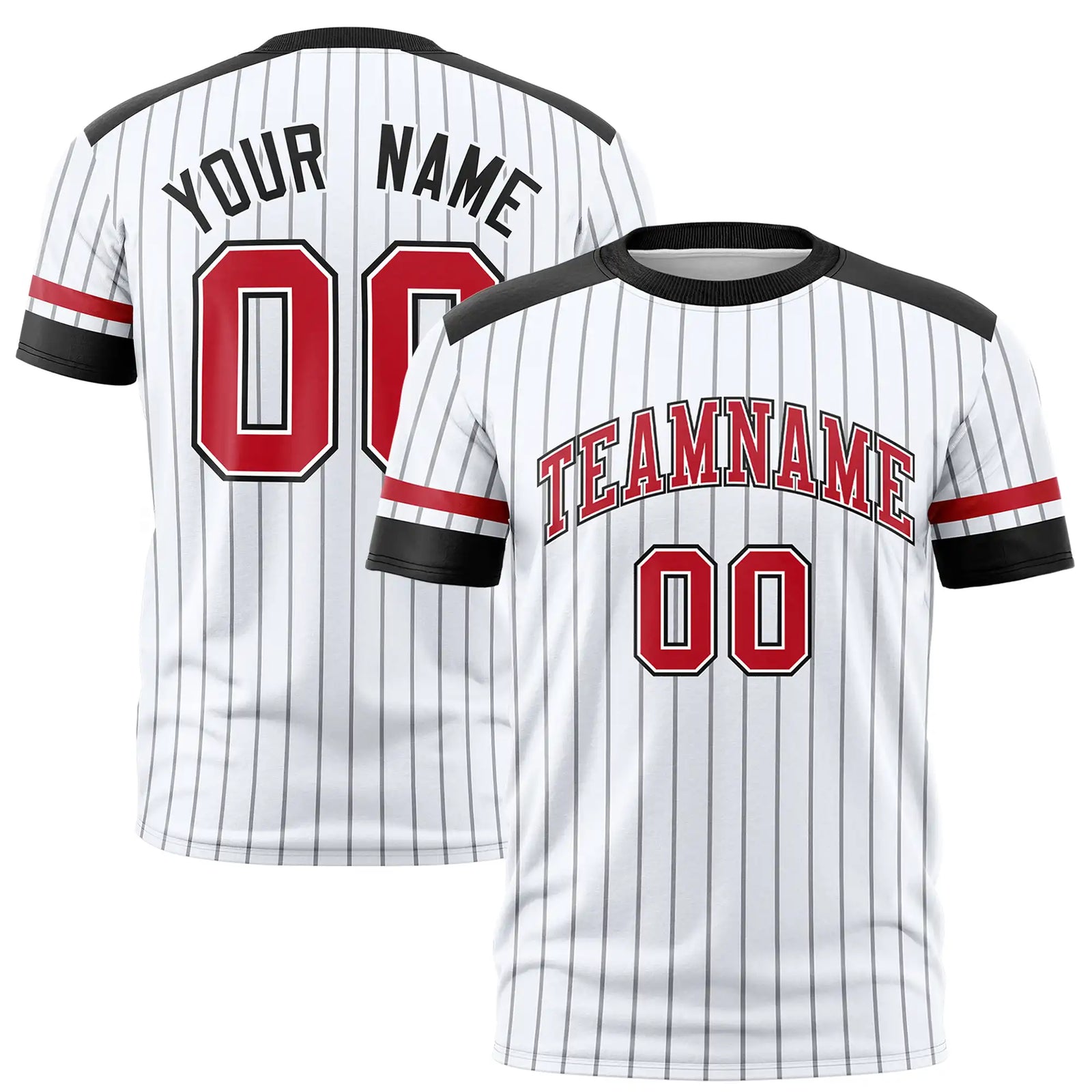 Custom White Gray-Black Pinstripe Pattern Design Performance T-Shirt