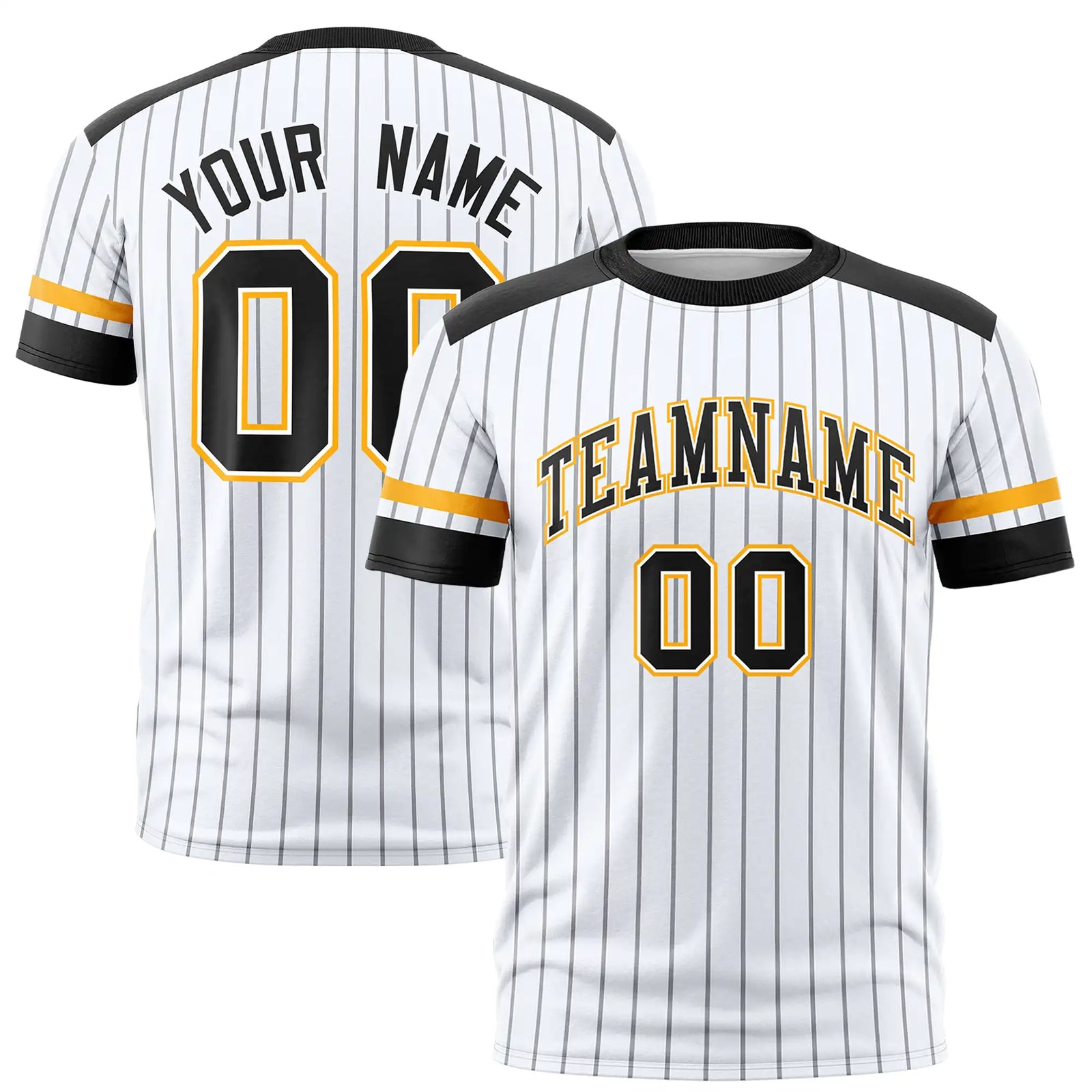 Custom White Gray-Black Pinstripe Pattern Design Performance T-Shirt