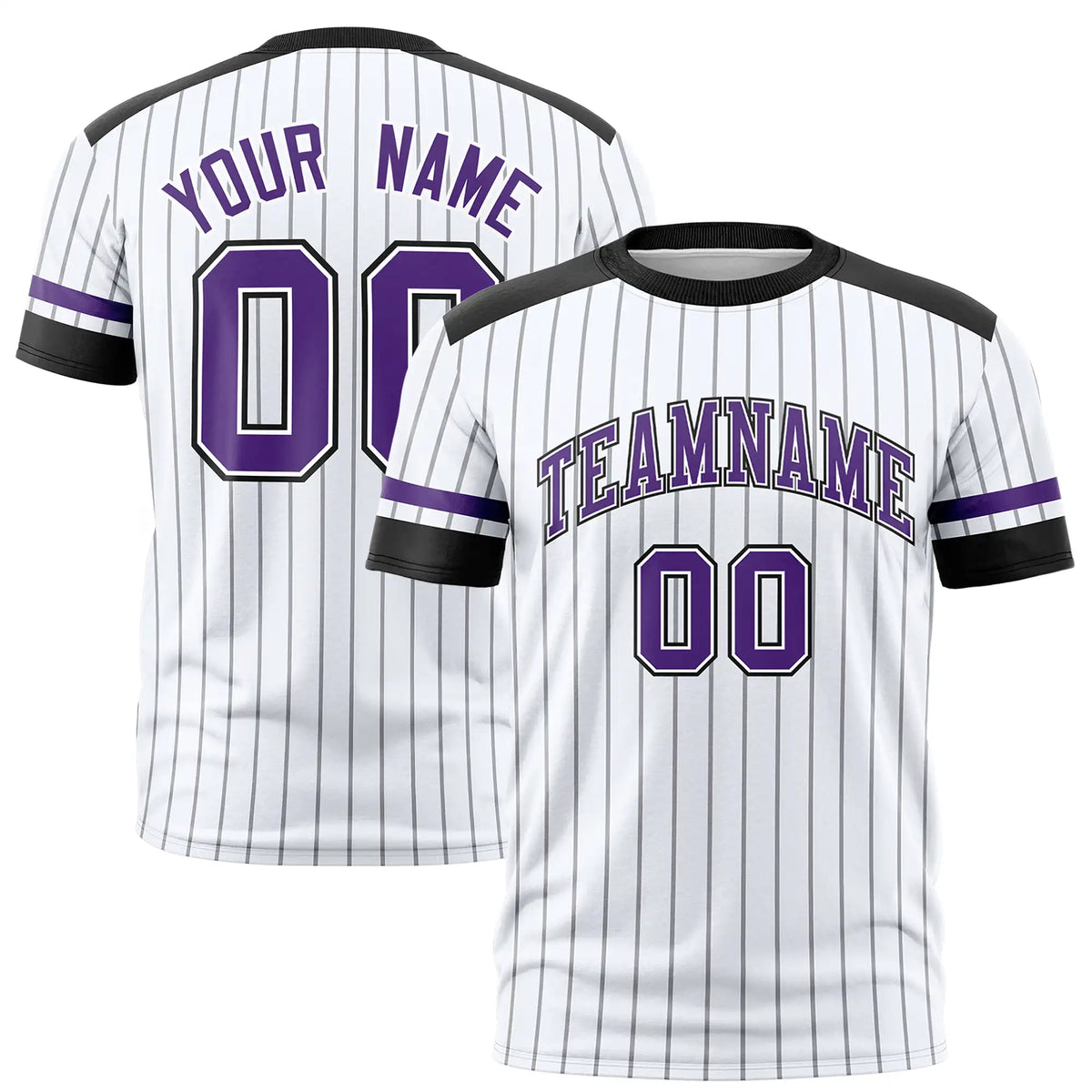 Custom White Black-Purple Pinstripe Pattern Design Performance T-Shirt