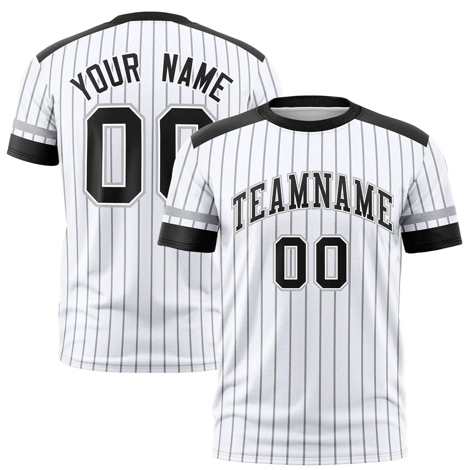 Custom White Black-Gray Pinstripe Pattern Design Performance T-Shirt