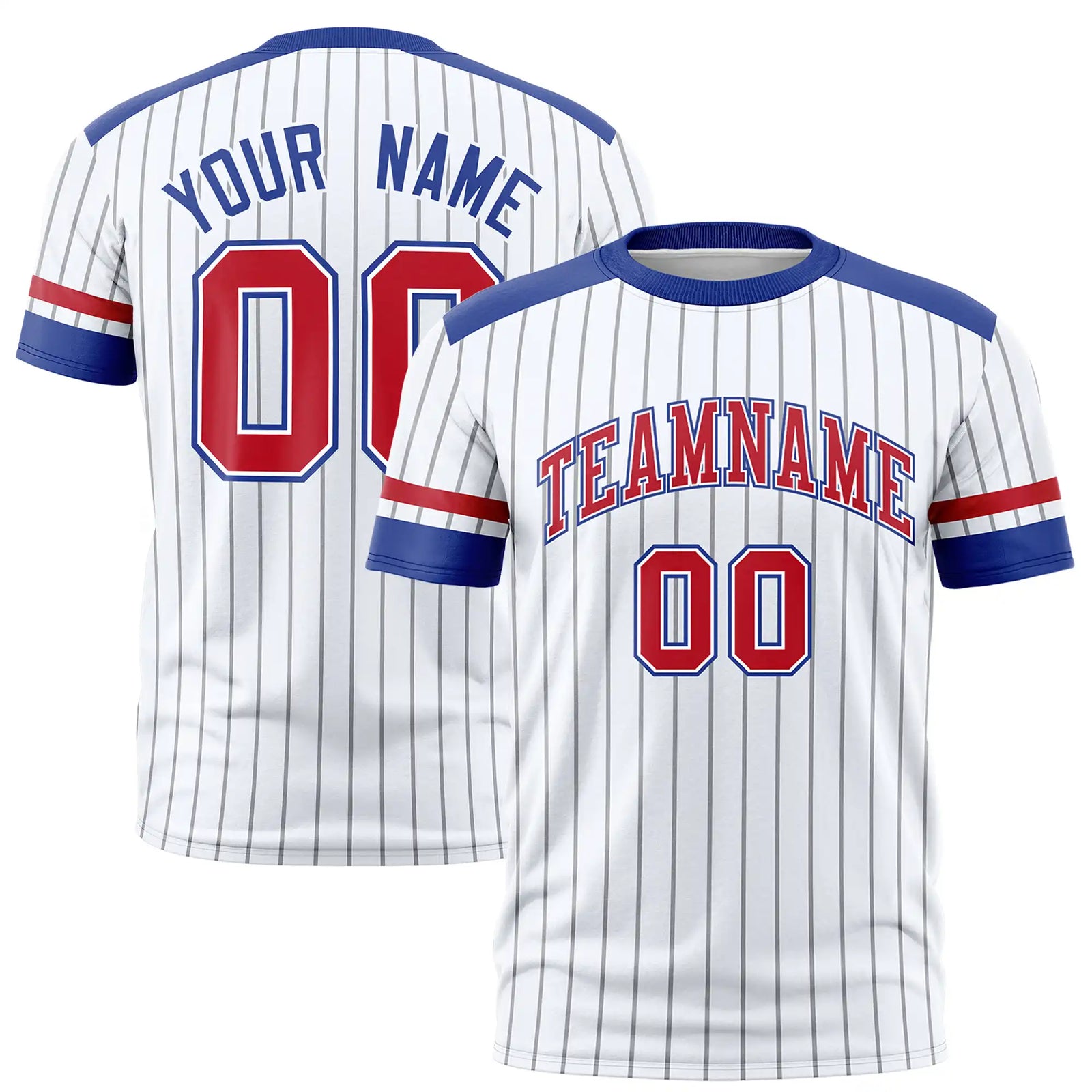 Custom White Black-Red Pinstripe Pattern Design Performance T-Shirt