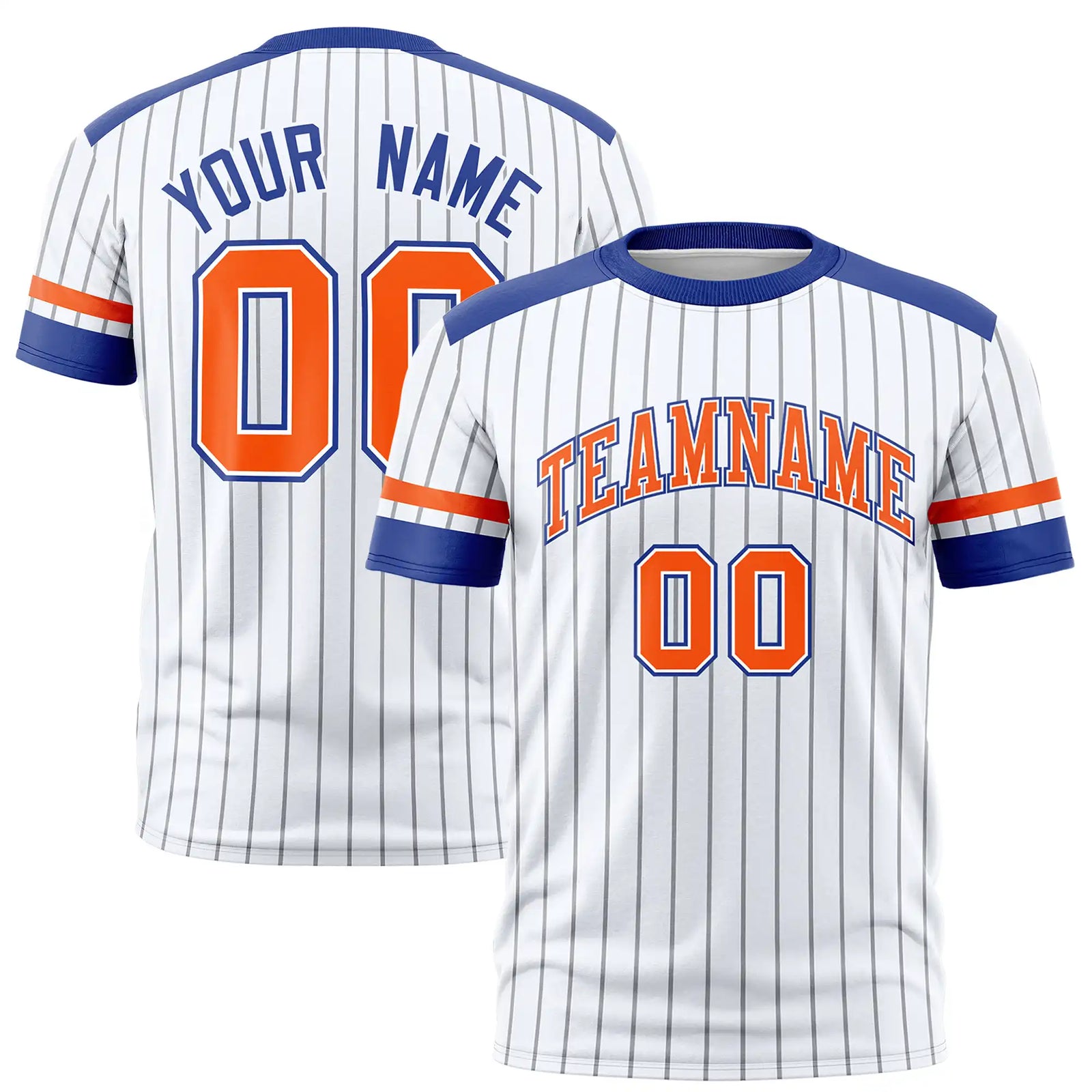 Custom White Black-Royal Blue Pinstripe Pattern Design Performance T-Shirt