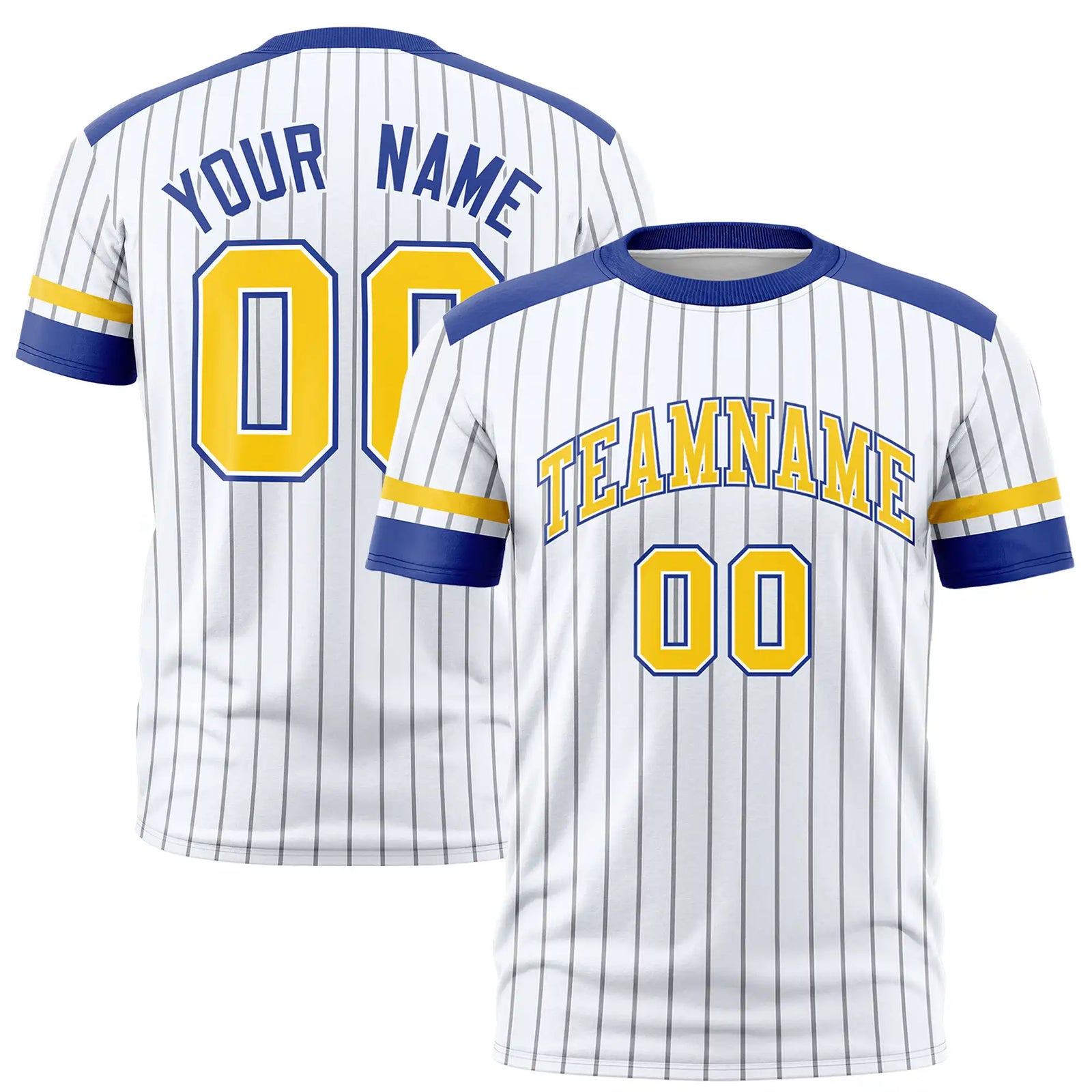 Custom White Black-Gold01 Pinstripe Pattern Design Performance T-Shirt