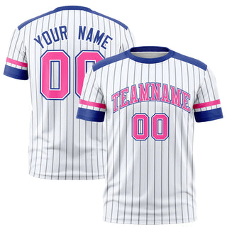 Custom White Black-Pink Pinstripe Pattern Design Performance T-Shirt - Style 1