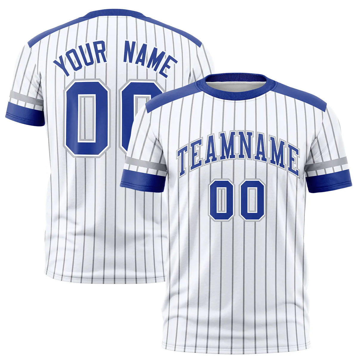 Custom White Black-Royal Blue Pinstripe Pattern Design Performance T-Shirt