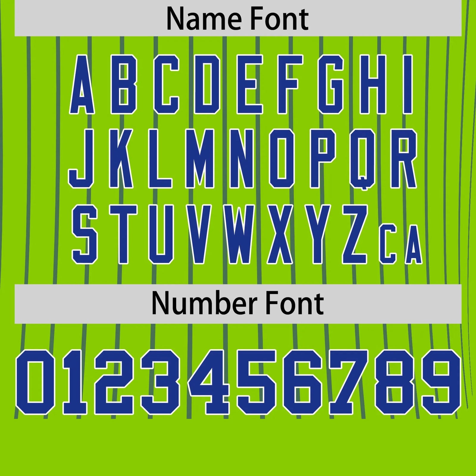 Custom Neon Green Royal Blue-White Pinstripe Pattern Design Performance T-Shirt