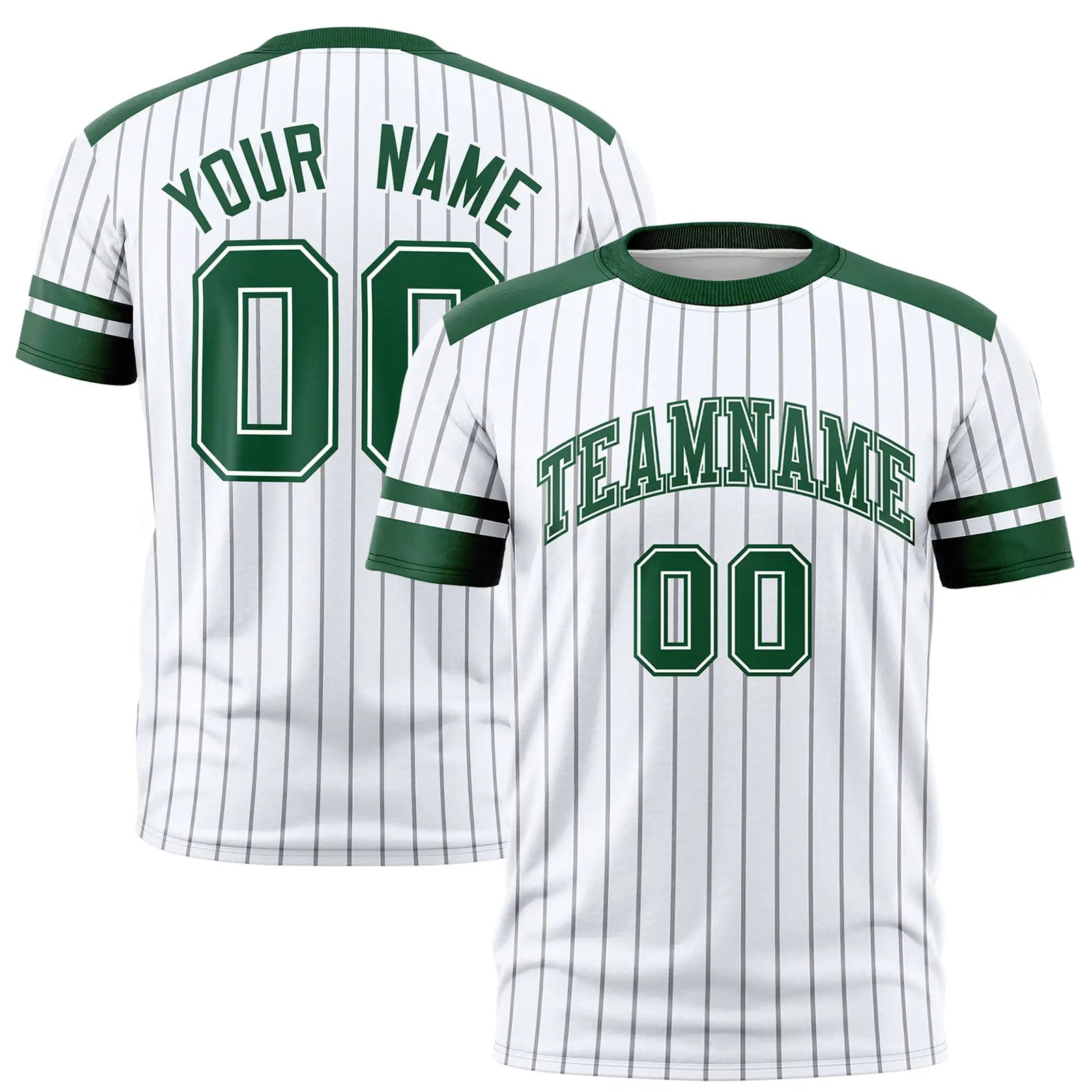 Custom White Black-Green Pinstripe Pattern Design Performance T-Shirt