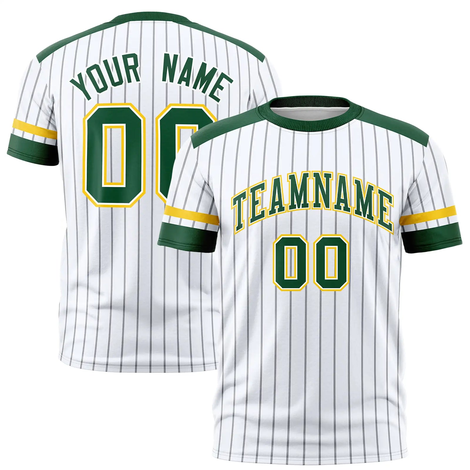 Custom White Black-Green Pinstripe Pattern Design Performance T-Shirt