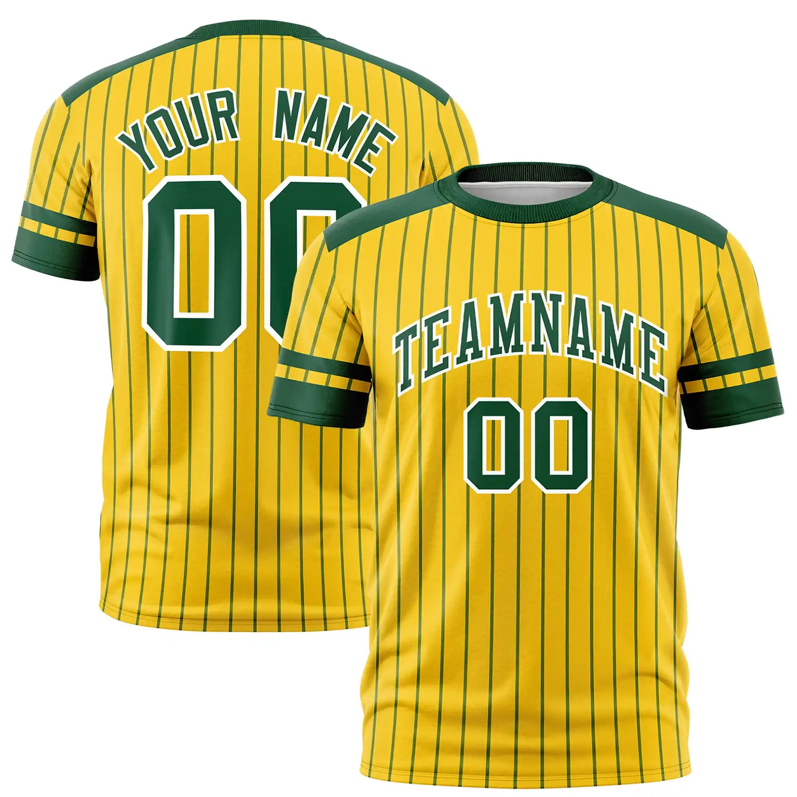 Custom Yellow Green-White Pinstripe Pattern Design Performance T-Shirt