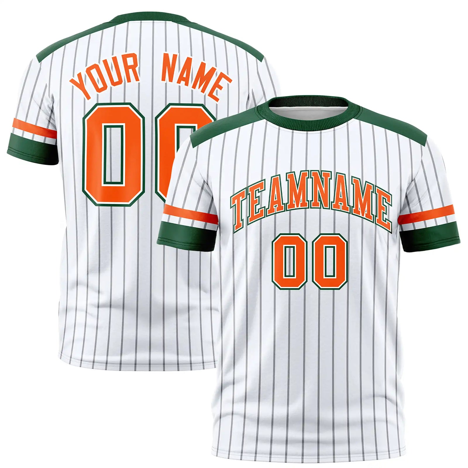 Custom White Black-Orange Pinstripe Pattern Design Performance T-Shirt