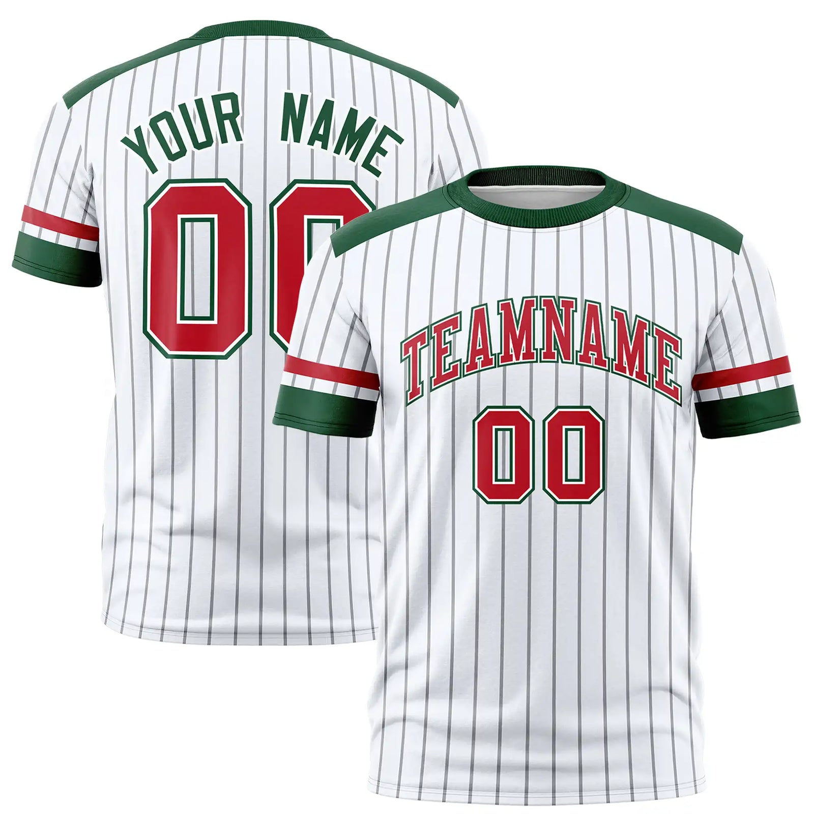 Custom White Black-Red Pinstripe Pattern Design Performance T-Shirt