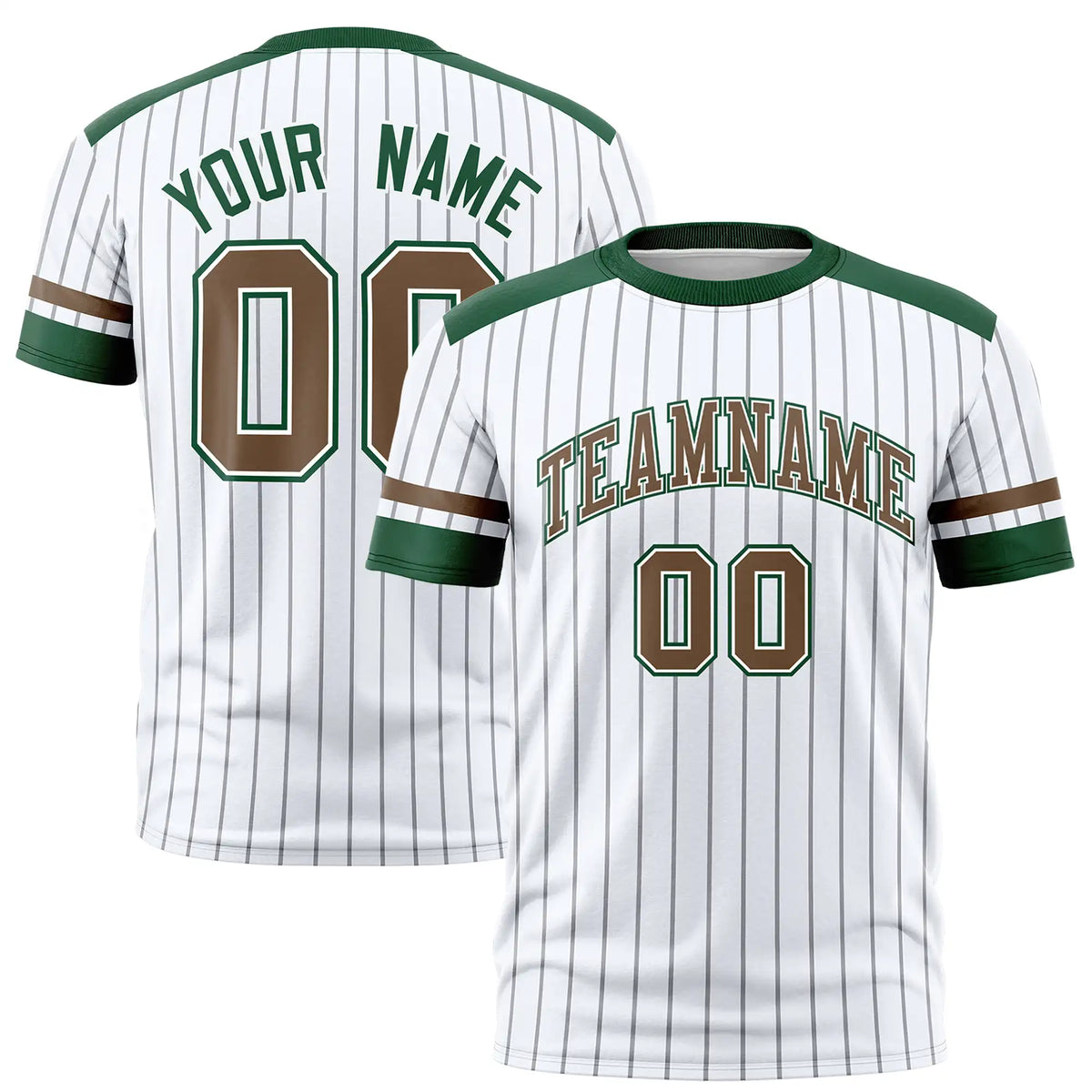 Custom White Black-Brown Pinstripe Pattern Design Performance T-Shirt