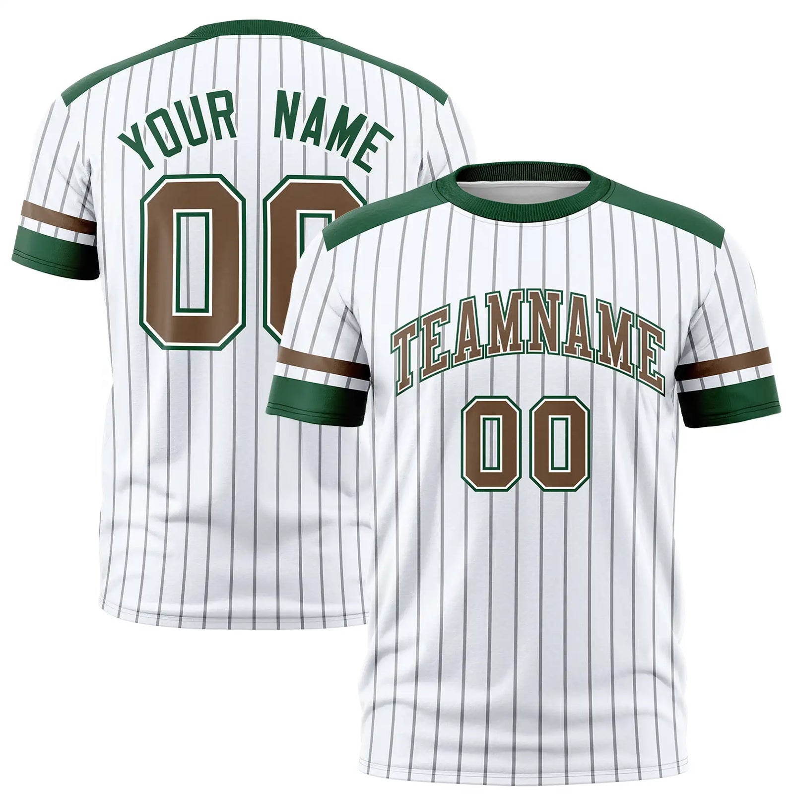 Custom White Black-Brown Pinstripe Pattern Design Performance T-Shirt