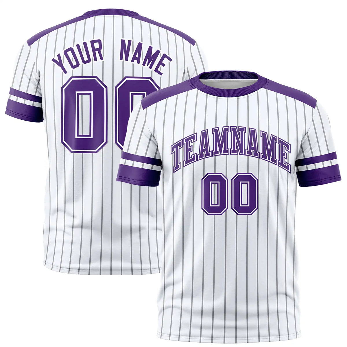 Custom White Black-Purple Pinstripe Pattern Design Performance T-Shirt