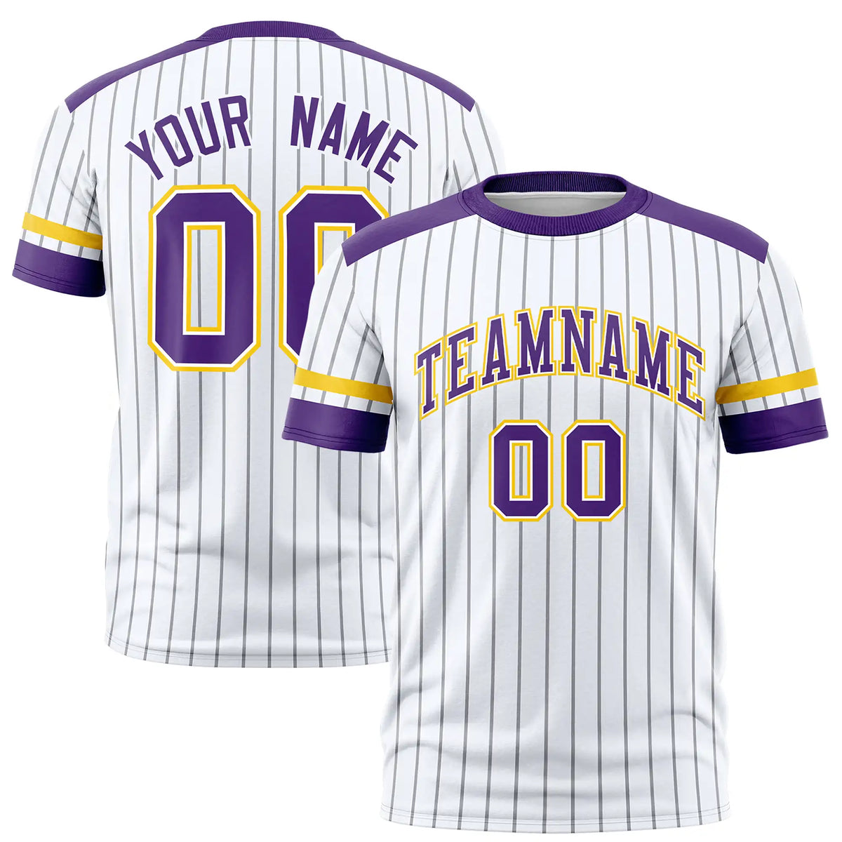 Custom White Black-Purple Pinstripe Pattern Design Performance T-Shirt