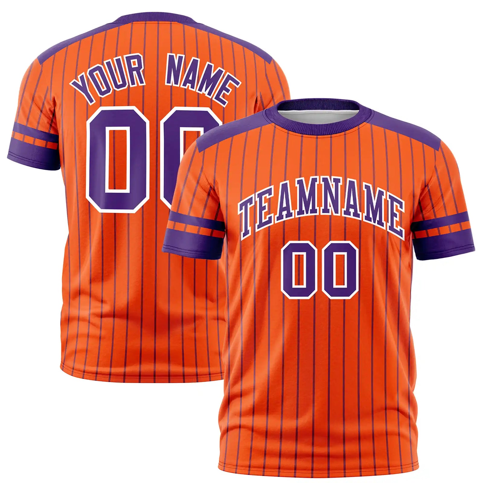 Custom Orange Purple-White Pinstripe Pattern Design Performance T-Shirt