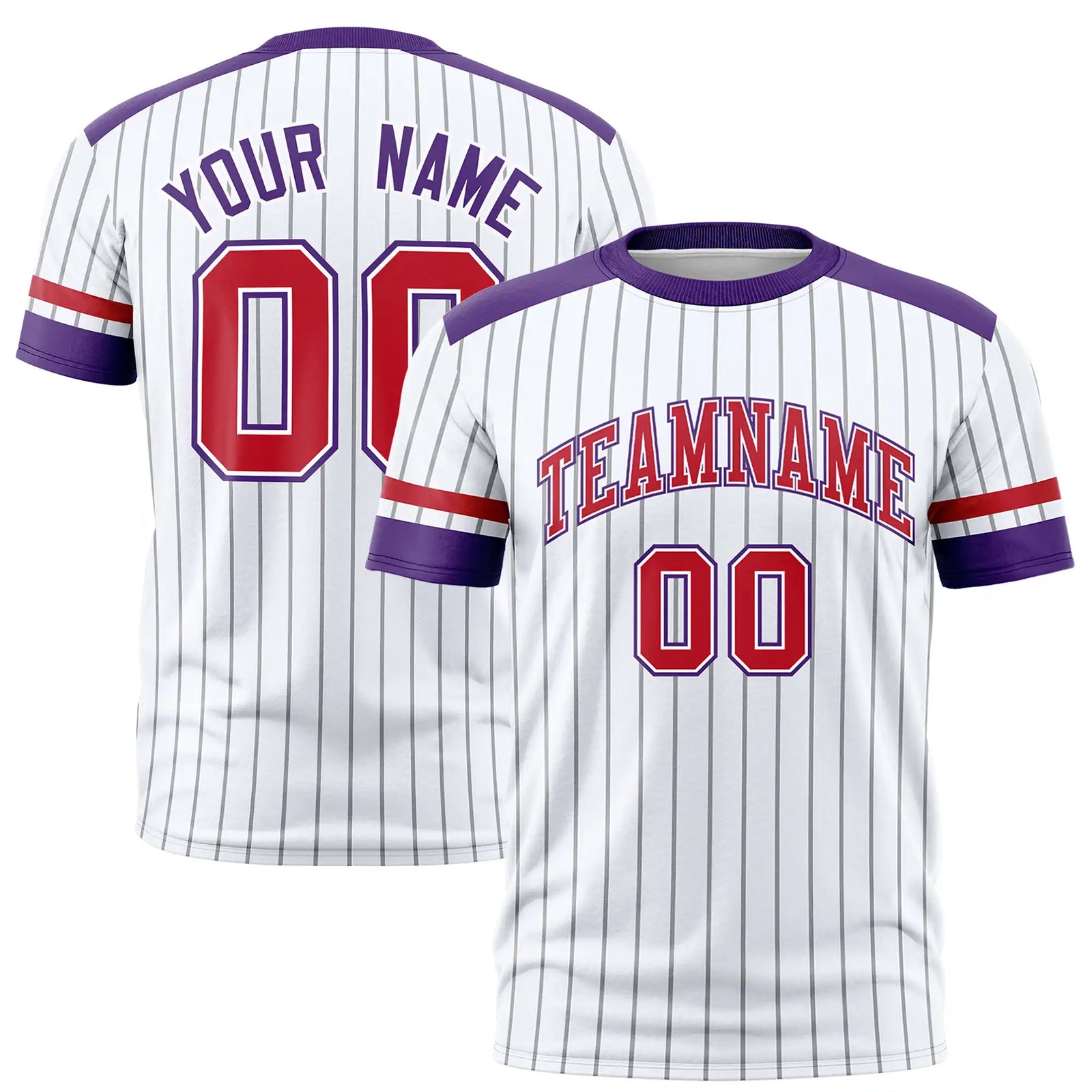 Custom White Black-Red Pinstripe Pattern Design Performance T-Shirt