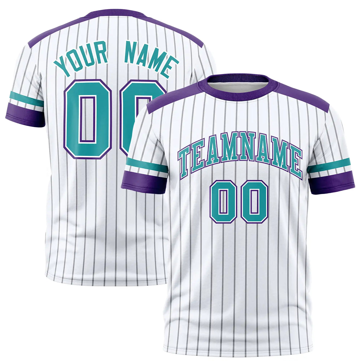 Custom White Black-Aqua Pinstripe Pattern Design Performance T-Shirt