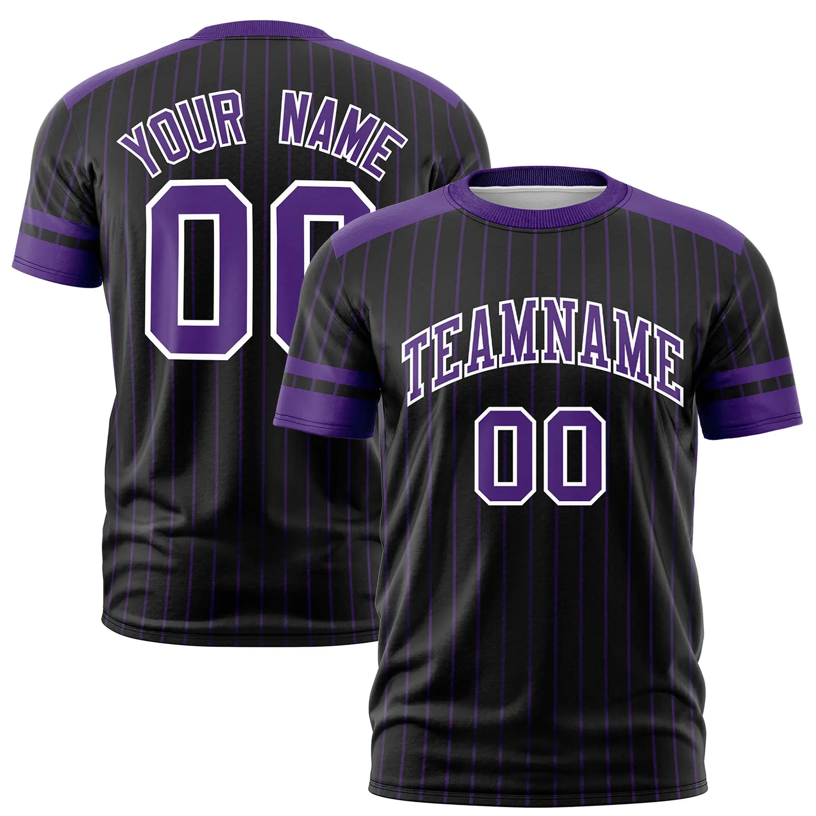 Custom Black Purple-White Pinstripe Pattern Design Performance T-Shirt