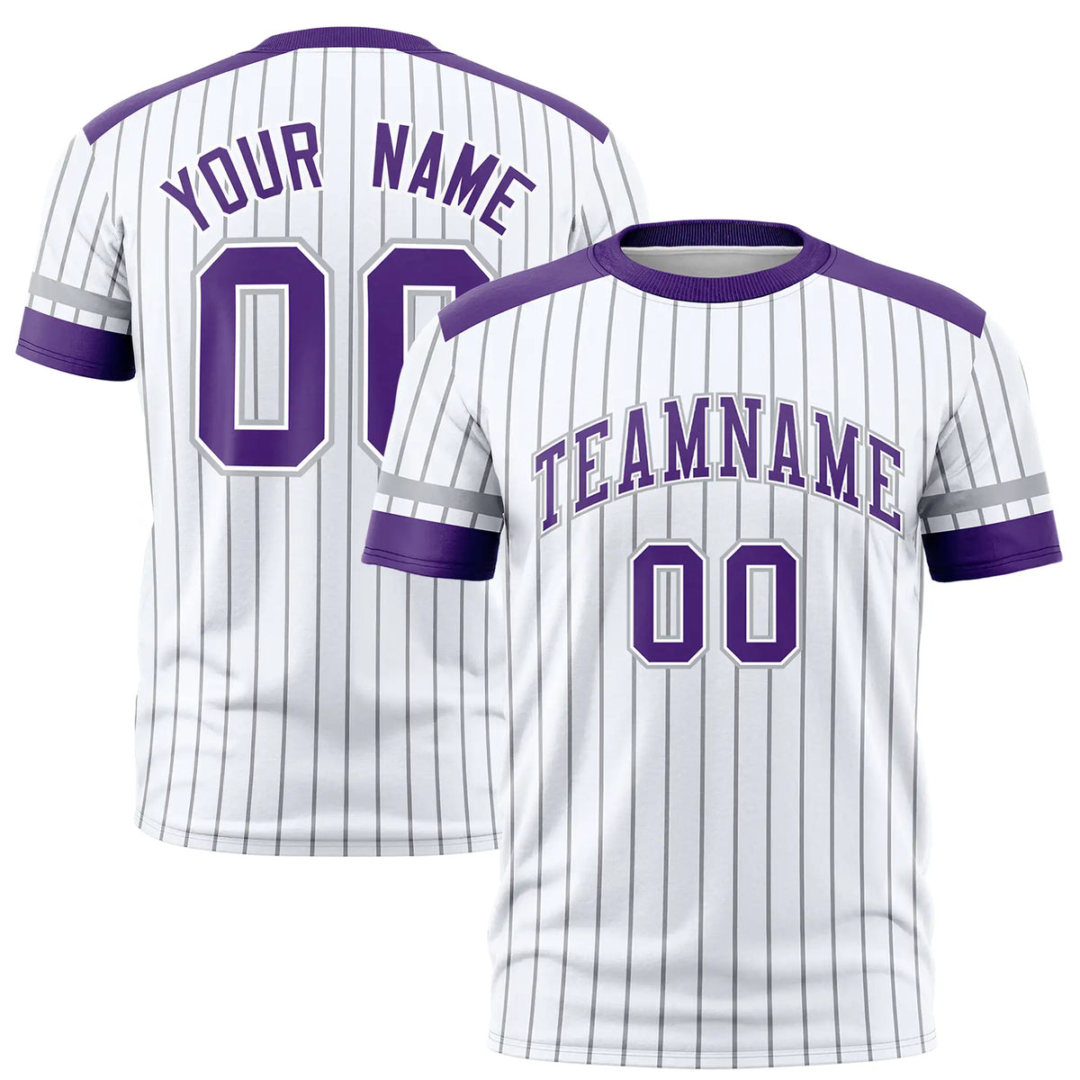 Custom White Black-Purple Pinstripe Pattern Design Performance T-Shirt