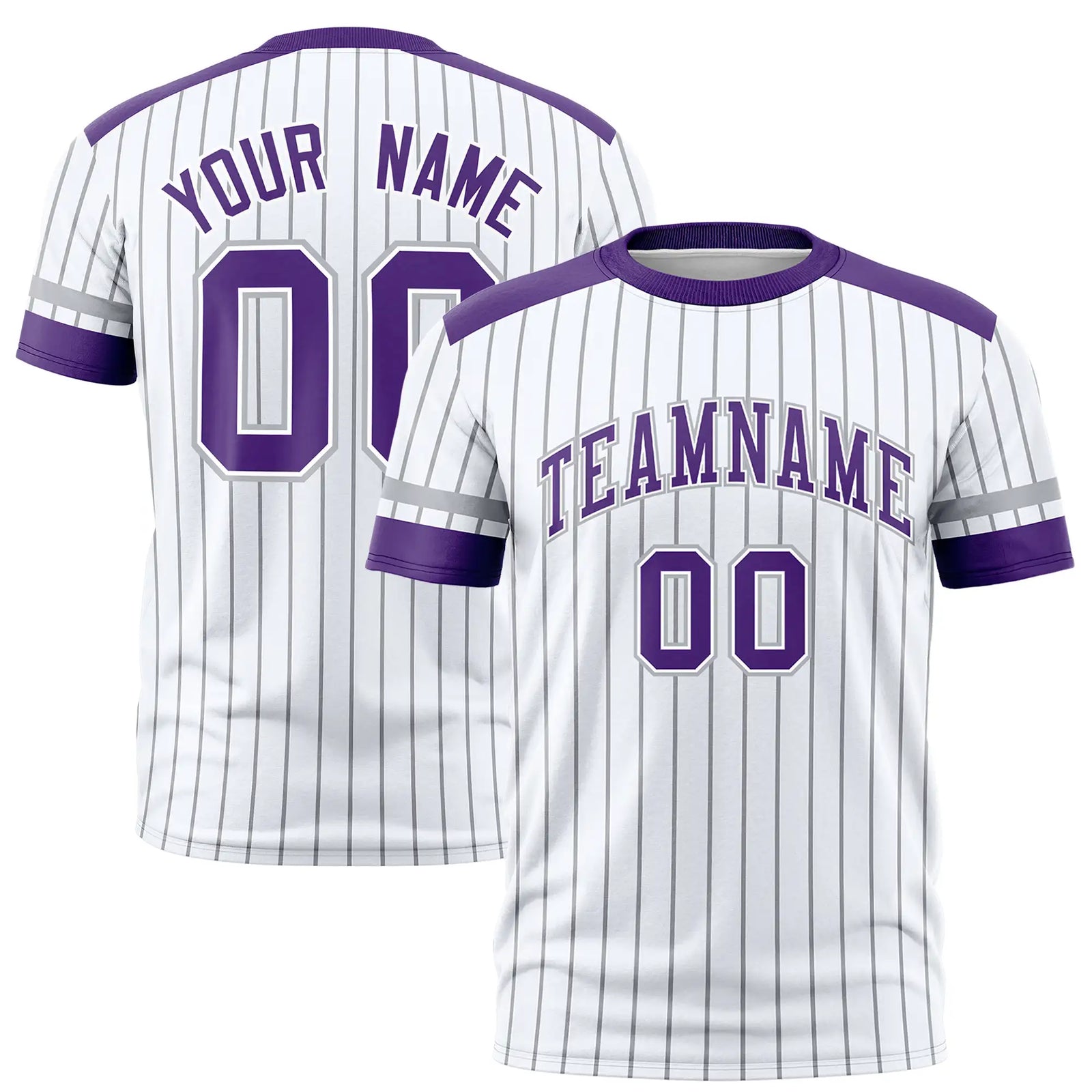 Custom White Black-Purple Pinstripe Pattern Design Performance T-Shirt