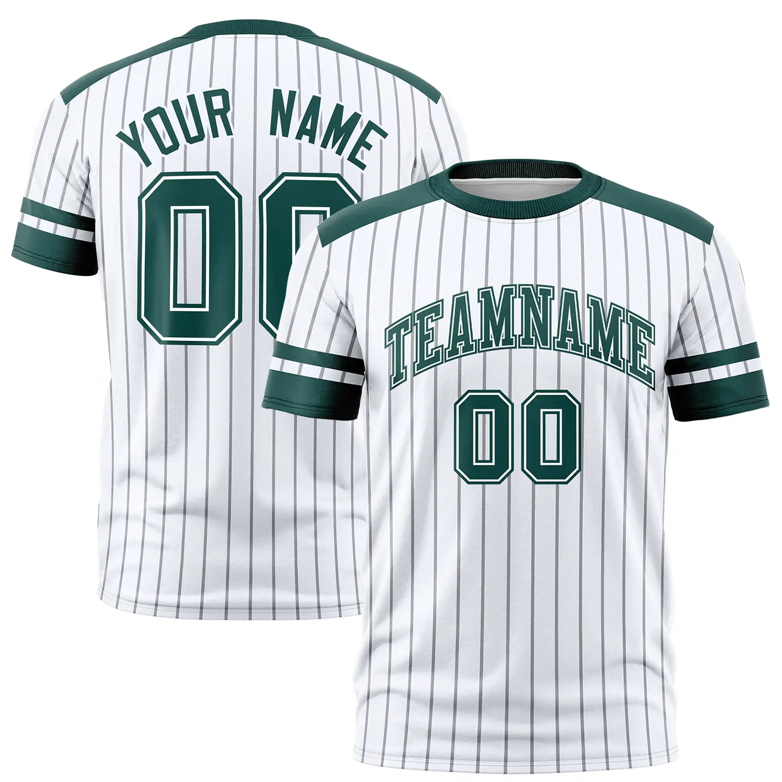 Custom White Black-Green Pinstripe Pattern Design Performance T-Shirt