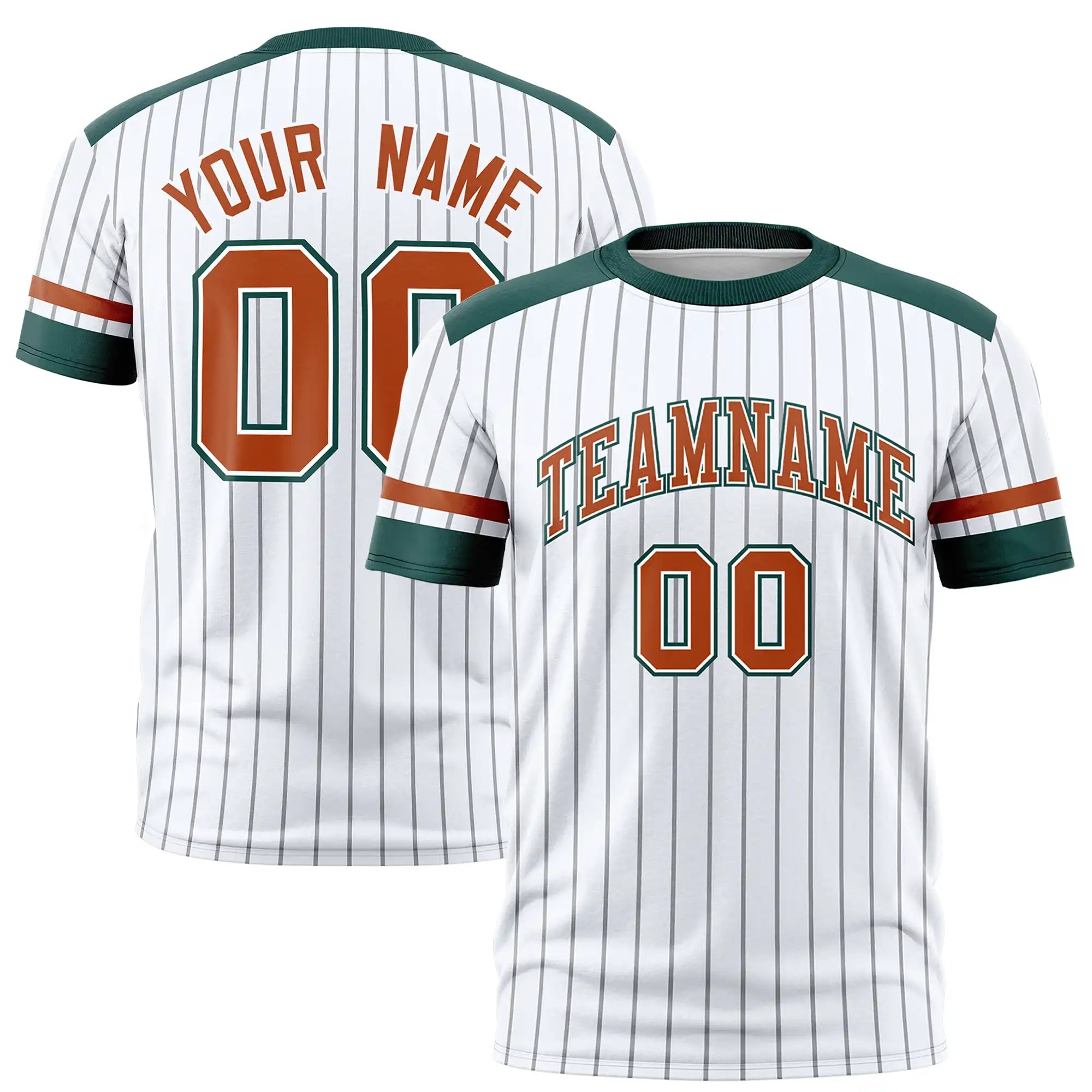 Custom White Black-Orange Pinstripe Pattern Design Performance T-Shirt