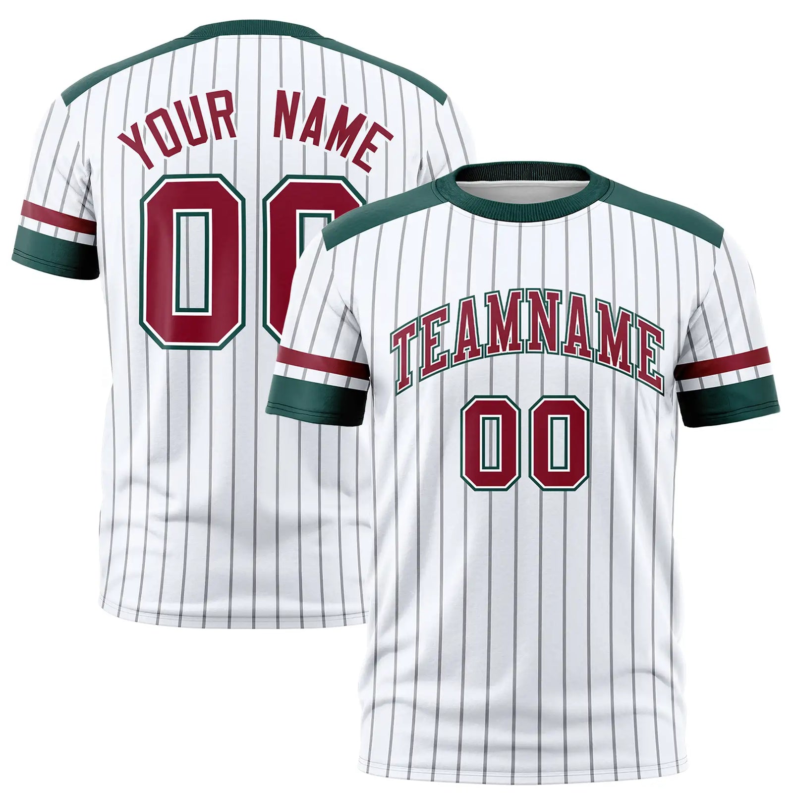 Custom White Black-Crimson Pinstripe Pattern Design Performance T-Shirt