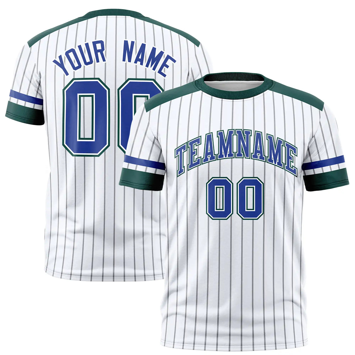 Custom White Black-Royal Blue Pinstripe Pattern Design Performance T-Shirt