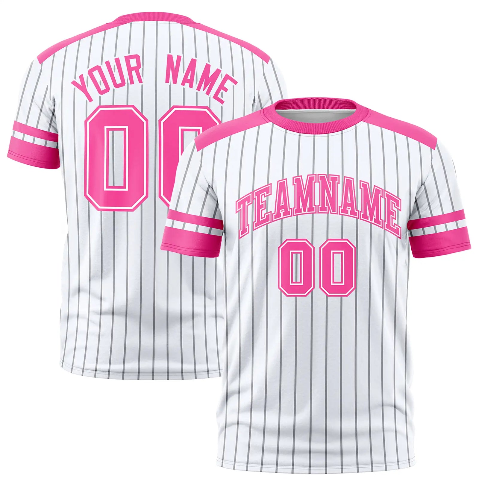 Custom White Gray-Pink Pinstripe Pattern Design Performance T-Shirt