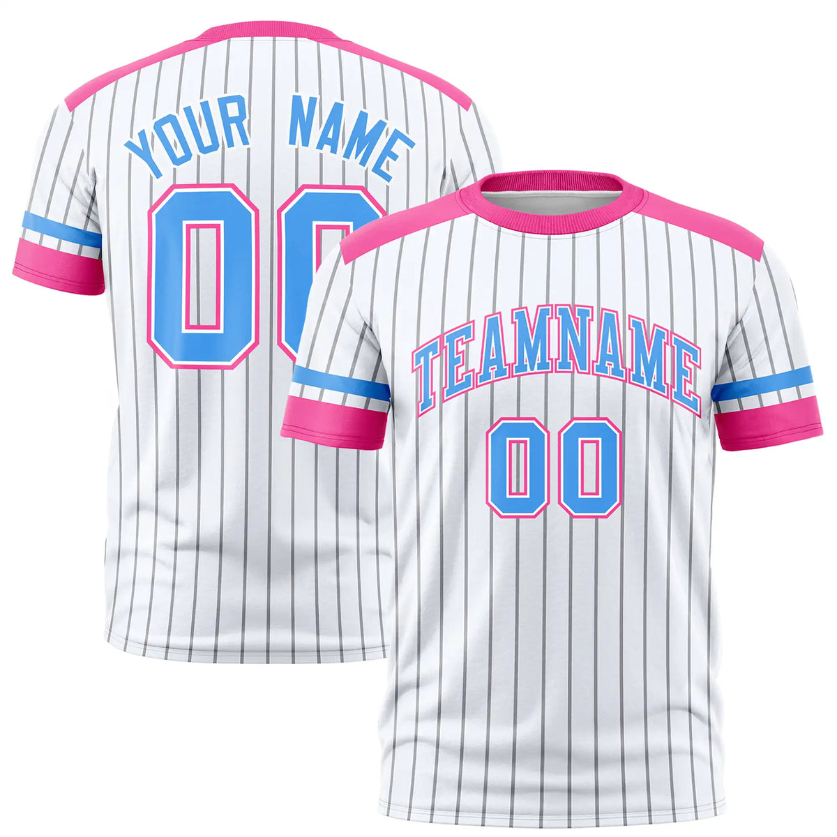 Custom White Gray-Pink Pinstripe Pattern Design Performance T-Shirt