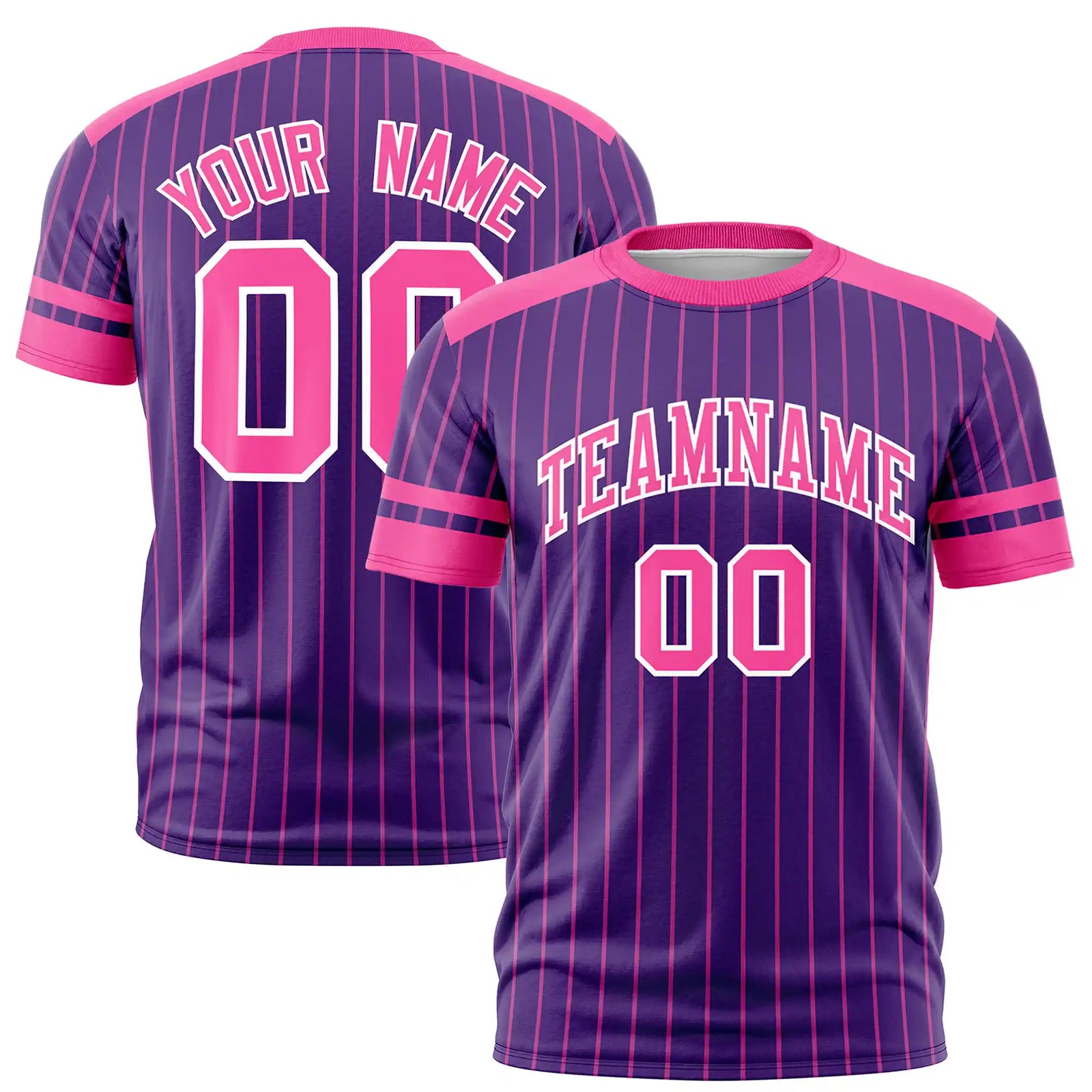 Custom Purple Pink-Pink Pinstripe Pattern Design Performance T-Shirt