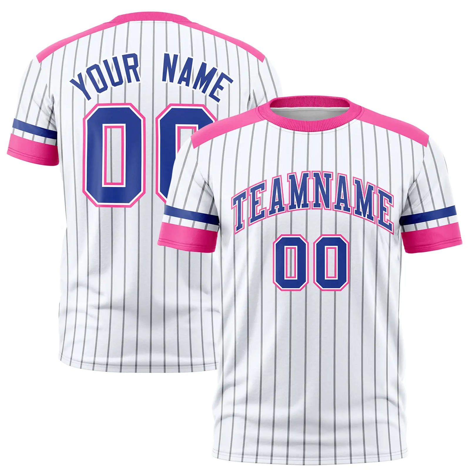 Custom White Gray-Pink Pinstripe Pattern Design Performance T-Shirt