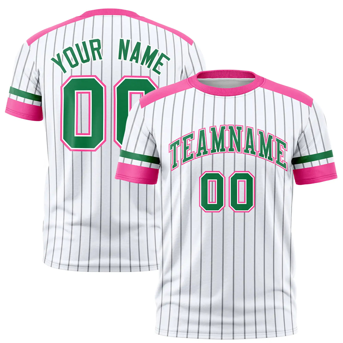 Custom White Gray-Pink Pinstripe Pattern Design Performance T-Shirt