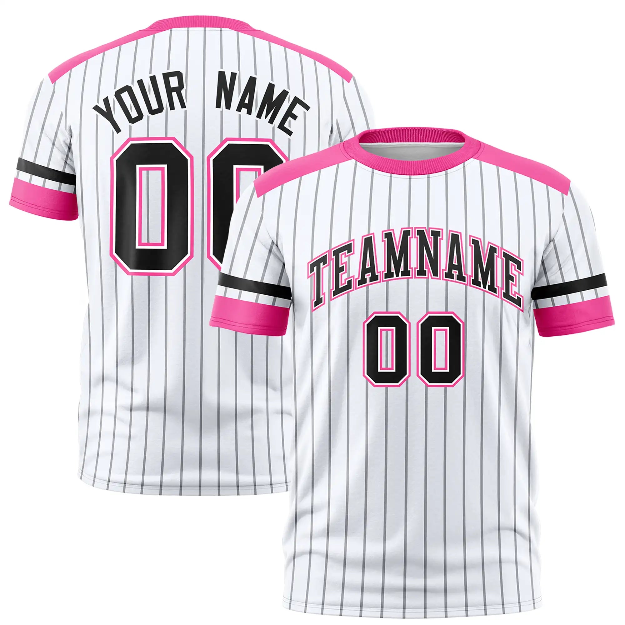 Custom White Gray-Pink Pinstripe Pattern Design Performance T-Shirt