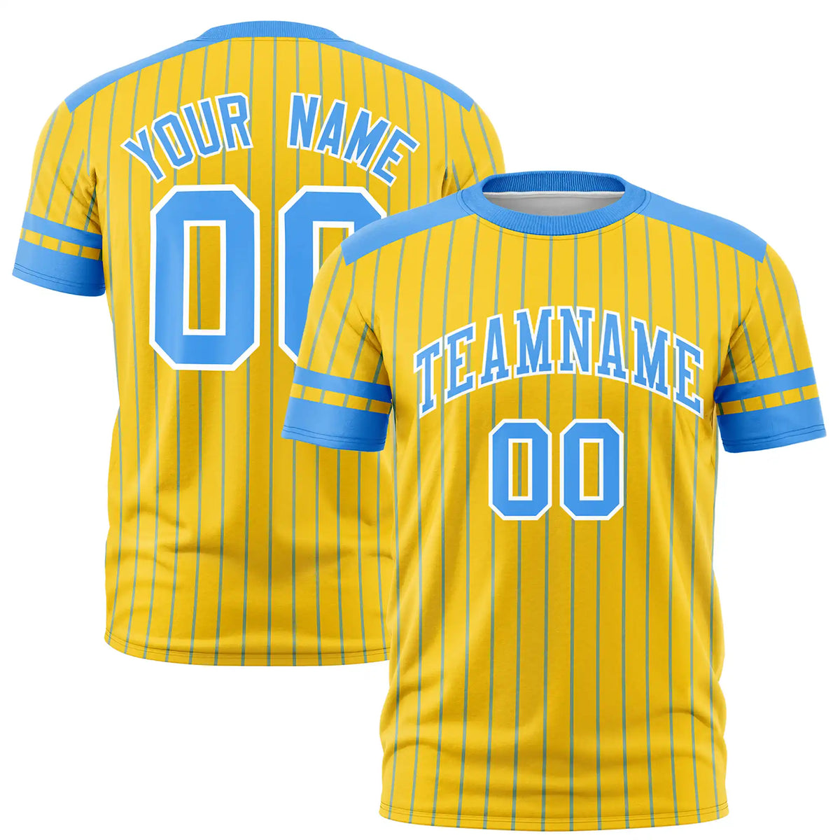 Custom Gold01 Powder Blue-Powder Blue Pinstripe Pattern Design Performance T-Shirt