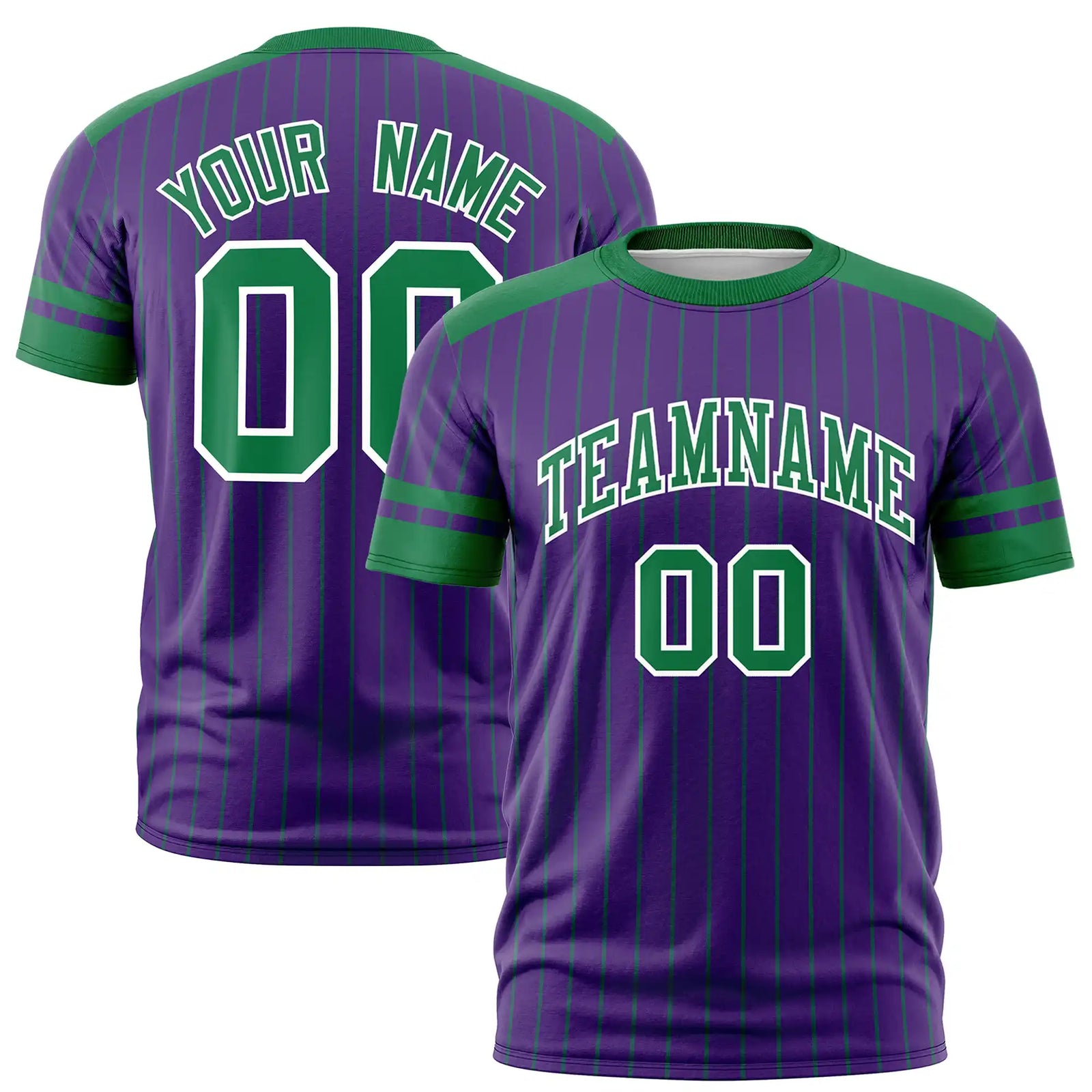 Custom Purple Kelly Green-Kelly Green Pinstripe Pattern Design Performance T-Shirt