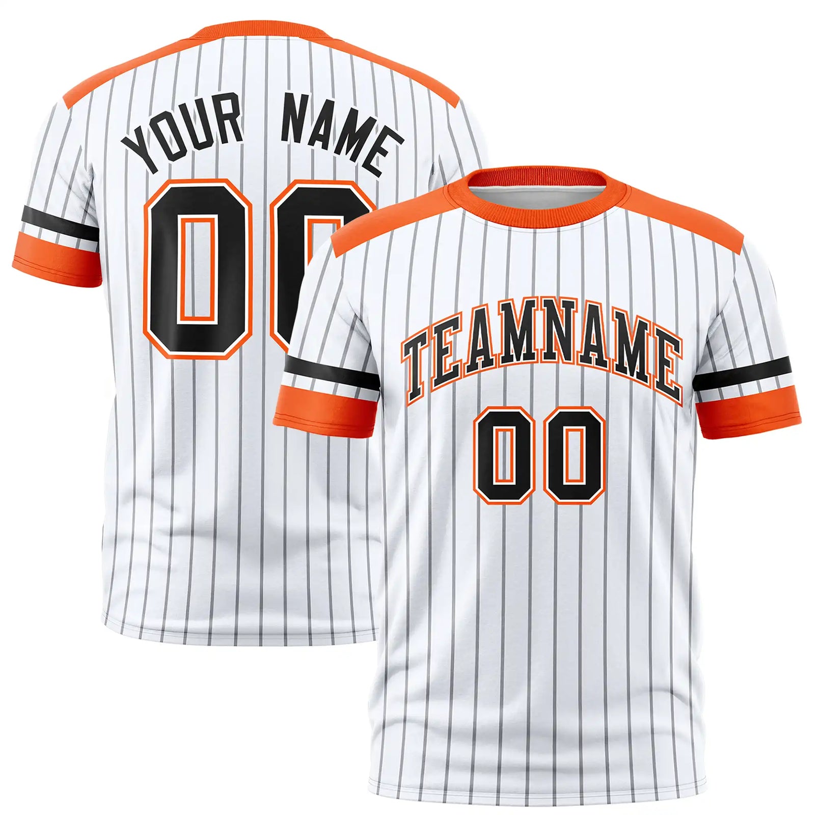 Custom White Gray-Orange Pinstripe Pattern Design Performance T-Shirt