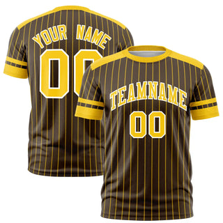Custom Brown Gold01-Gold01 Pinstripe Pattern Design Performance T-Shirt - Style 1