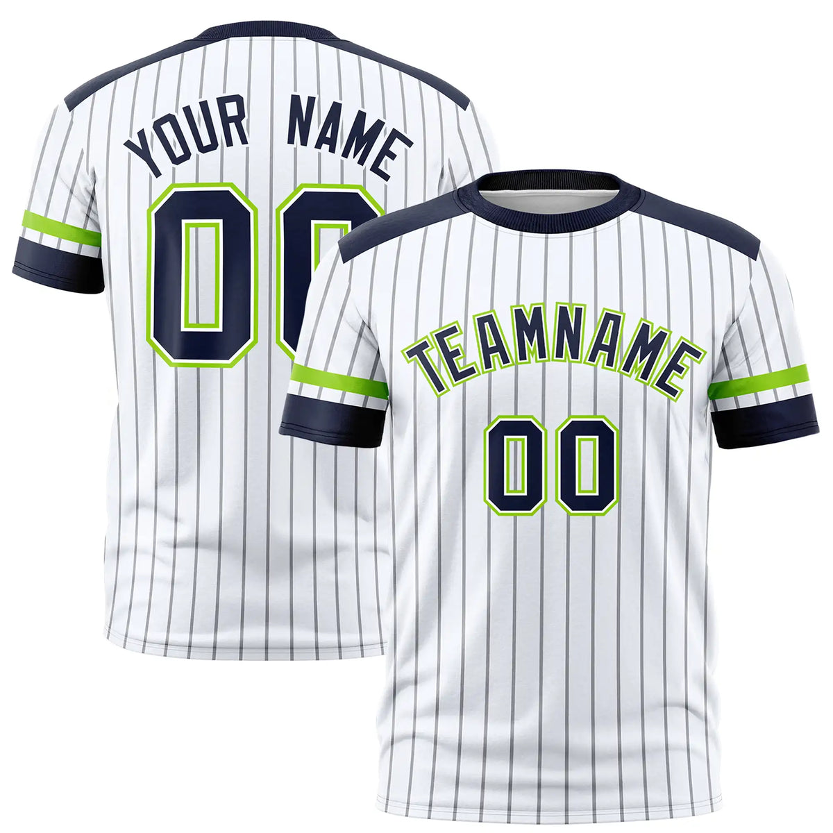 Custom White Gray-Navy Pinstripe Pattern Design Performance T-Shirt