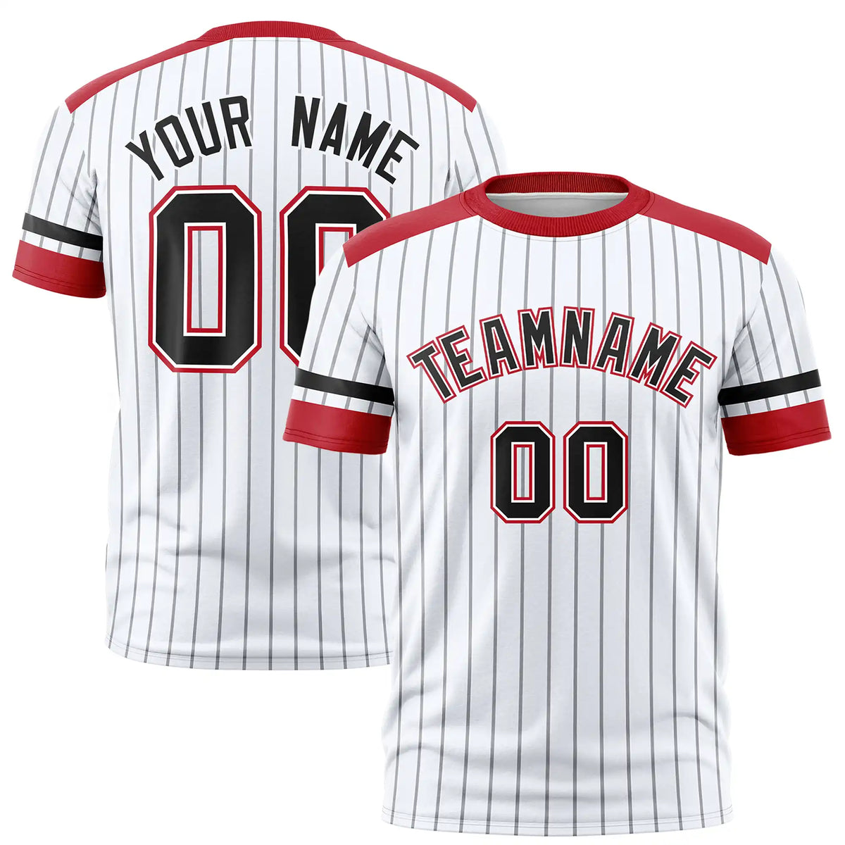 Custom White Gray-Red Pinstripe Pattern Design Performance T-Shirt
