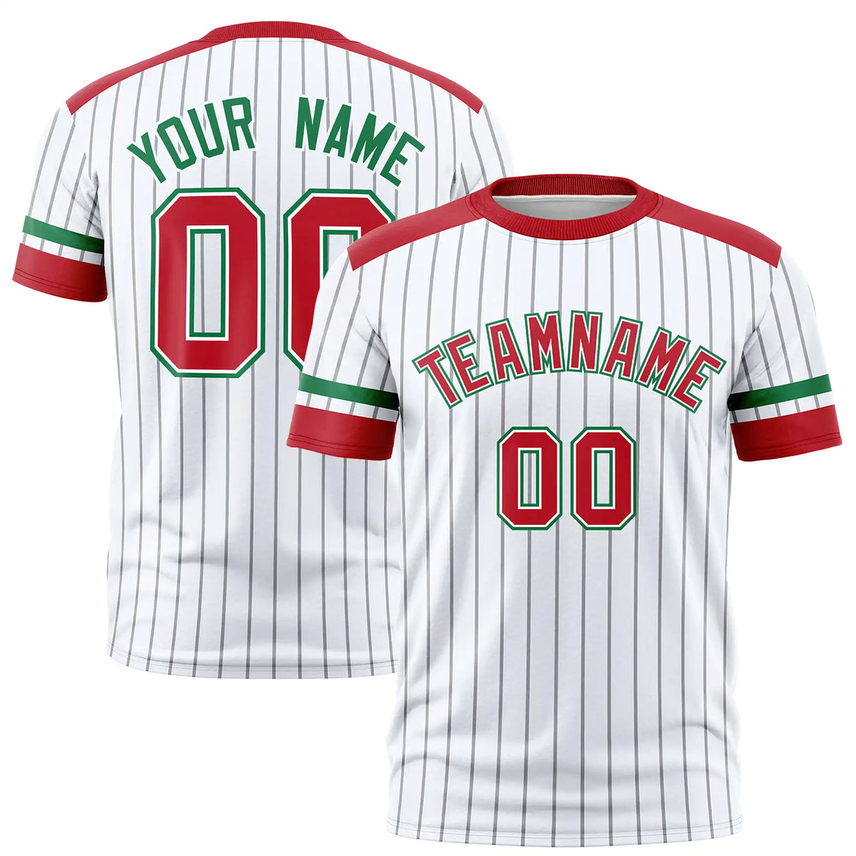 Custom White Gray-Red Pinstripe Pattern Design Performance T-Shirt