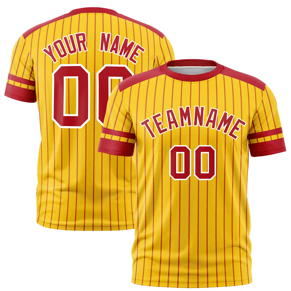 Custom Gold01 Red-White Pinstripe Pattern Design Performance T-Shirt