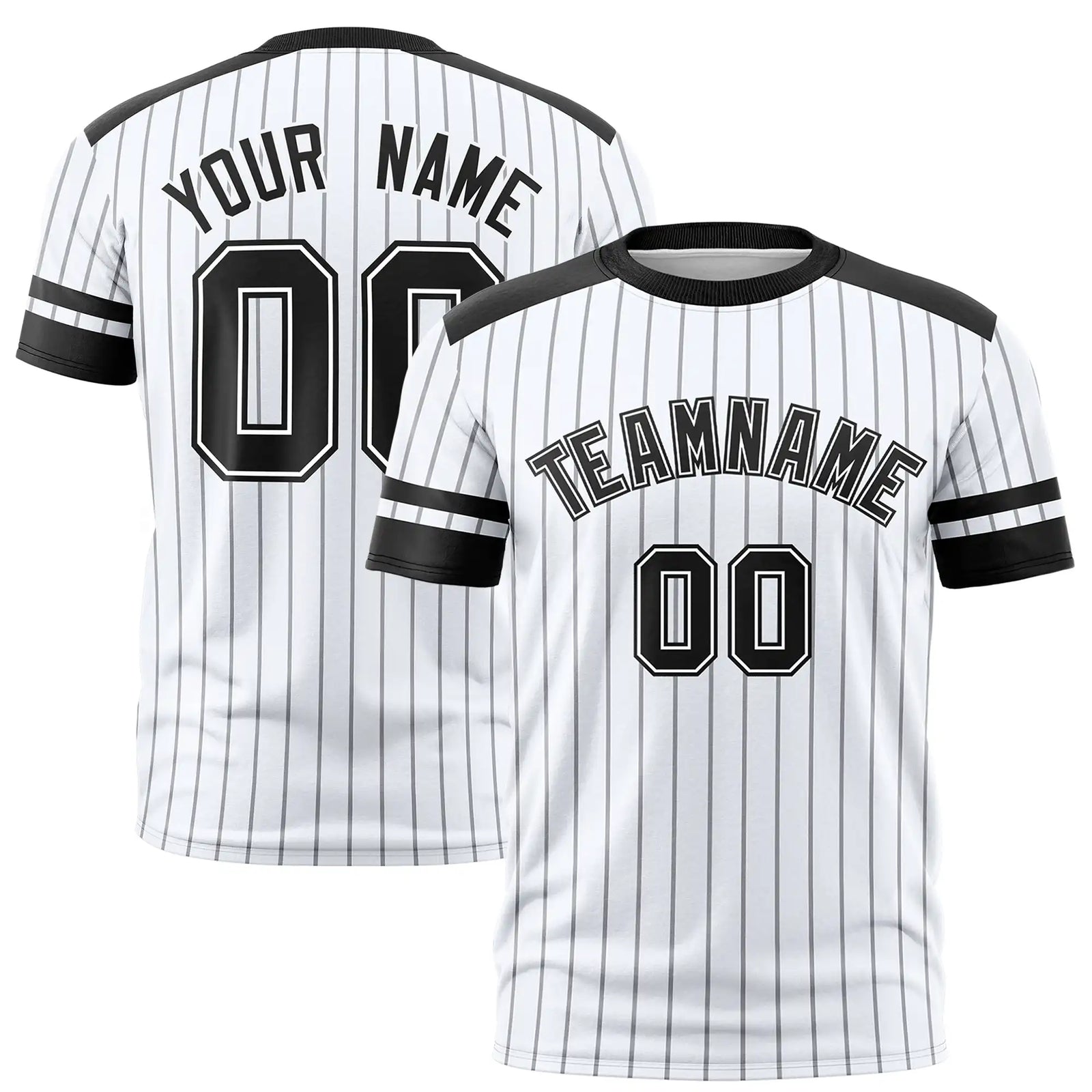 Custom White Gray-Black Pinstripe Pattern Design Performance T-Shirt