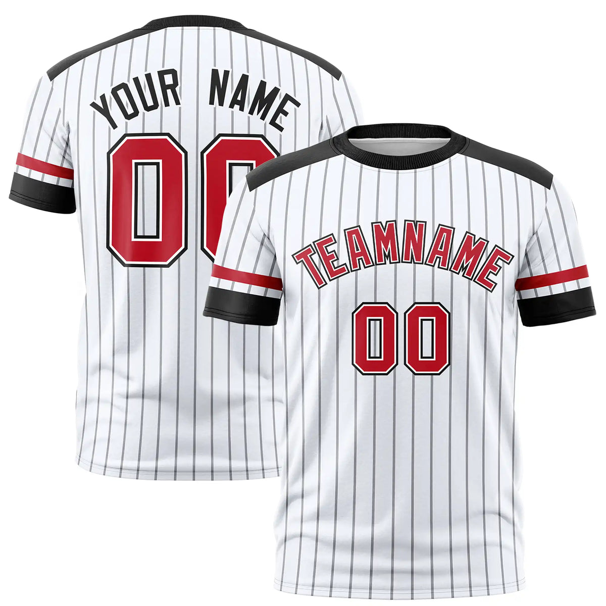 Custom White Gray-Black Pinstripe Pattern Design Performance T-Shirt