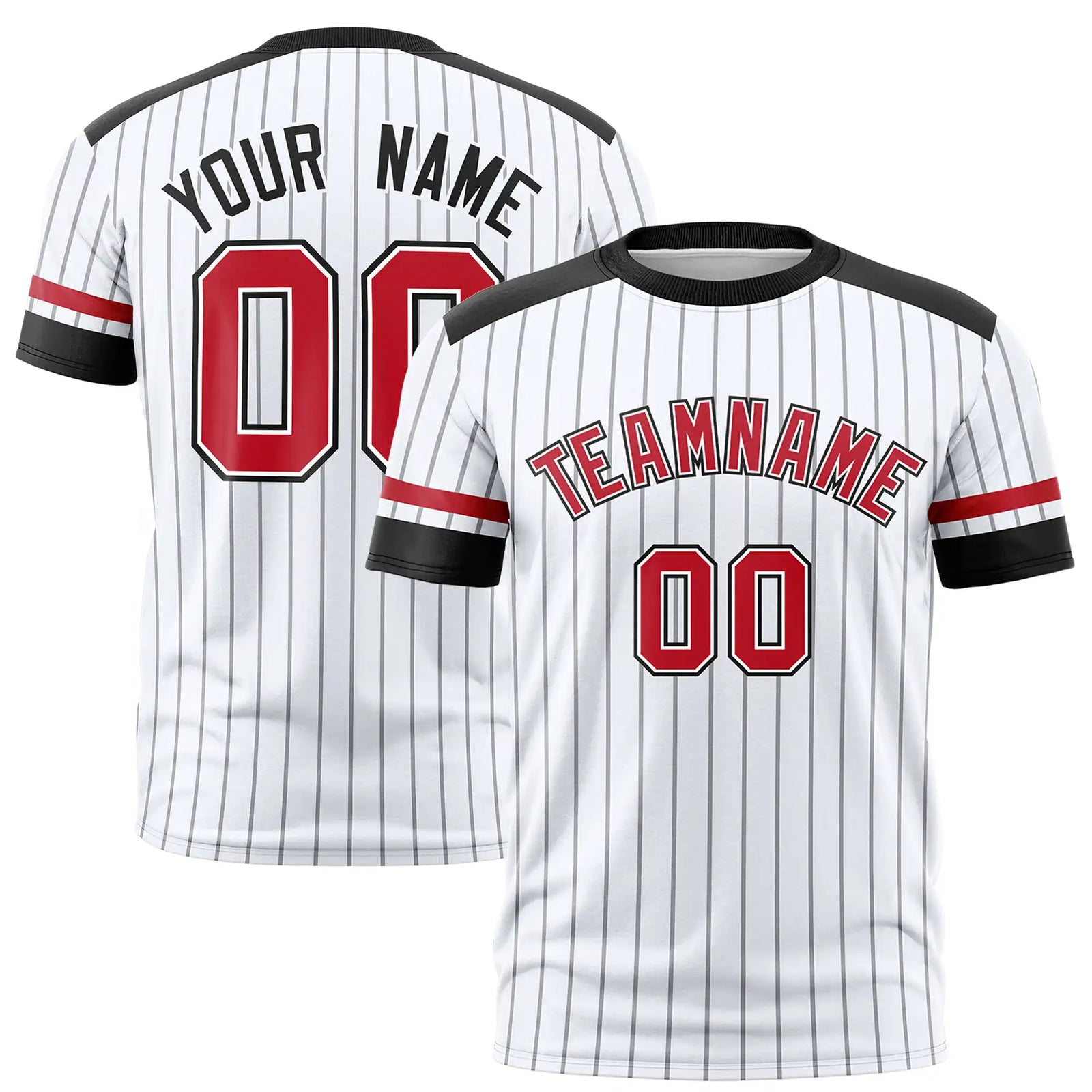 Custom White Gray-Black Pinstripe Pattern Design Performance T-Shirt